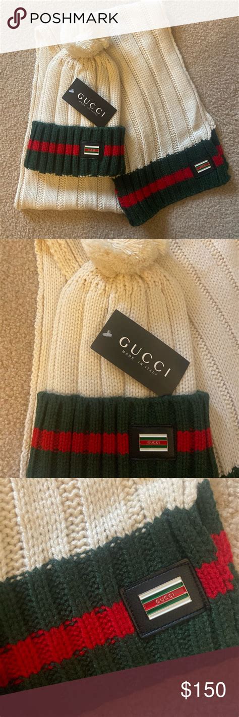 gucci hat and scarf set|gucci scarf with fur trim.